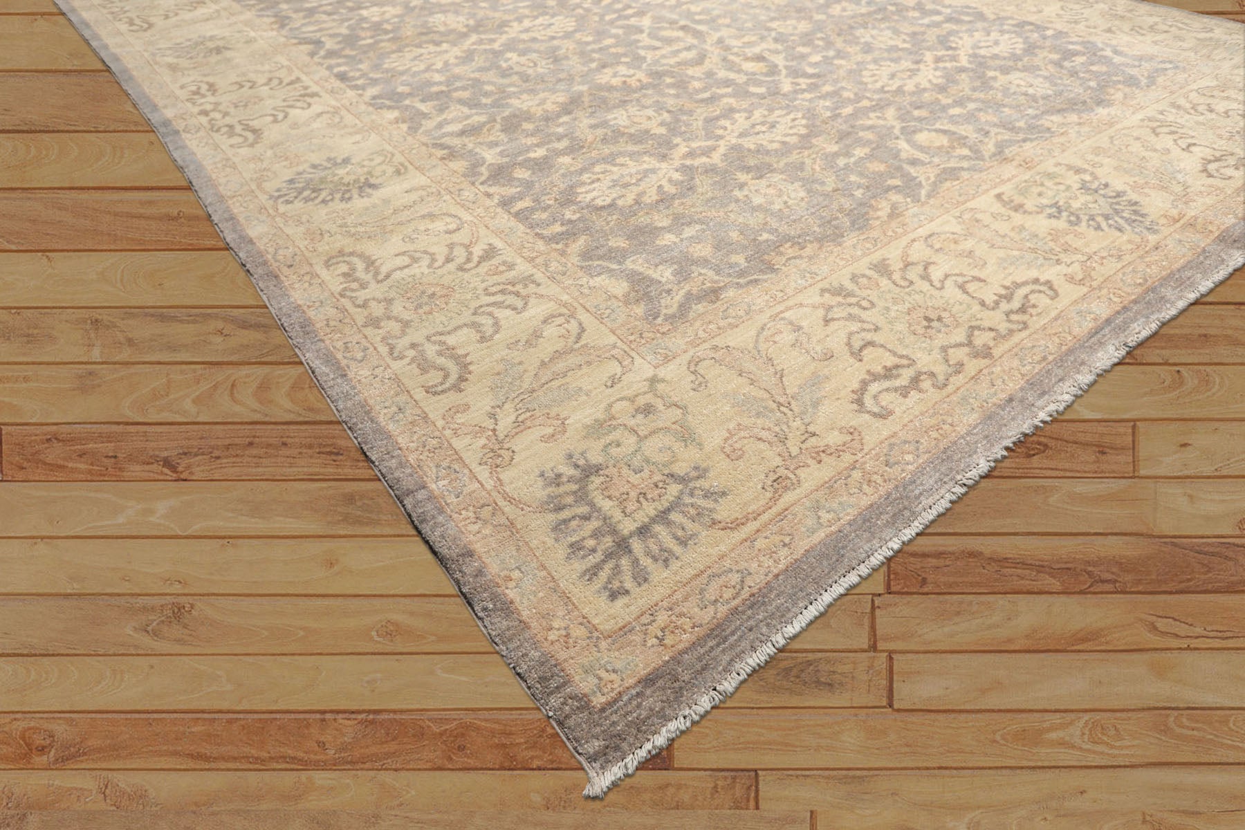 9x12 Taupe, Gray, Ivory Color Hand Knotted Peshawar Wool Transitional Oriental Rug