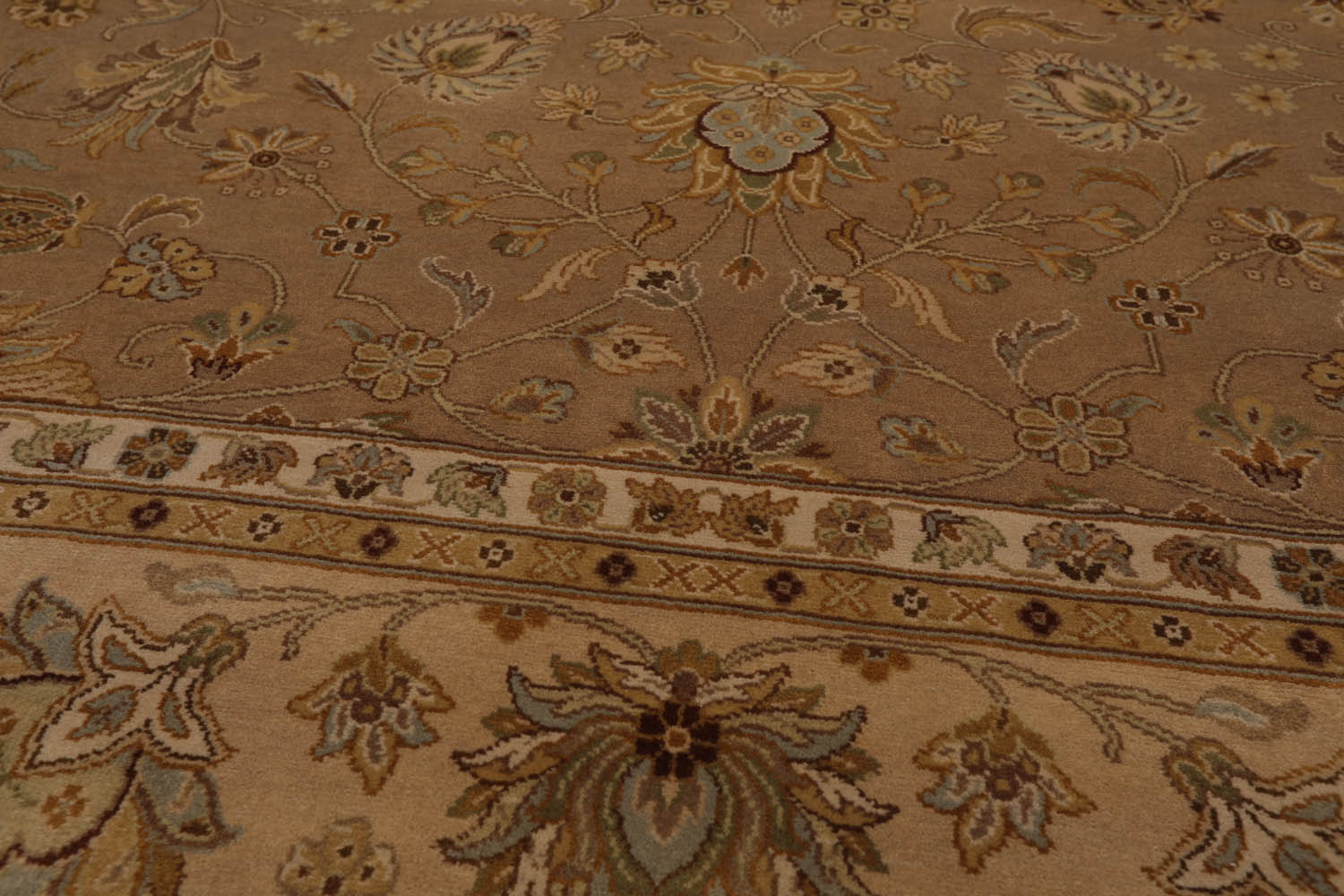 8x10 Tan, Brown, Beige Color Hand Knotted All-Over 100% Wool Traditional Oriental Rug