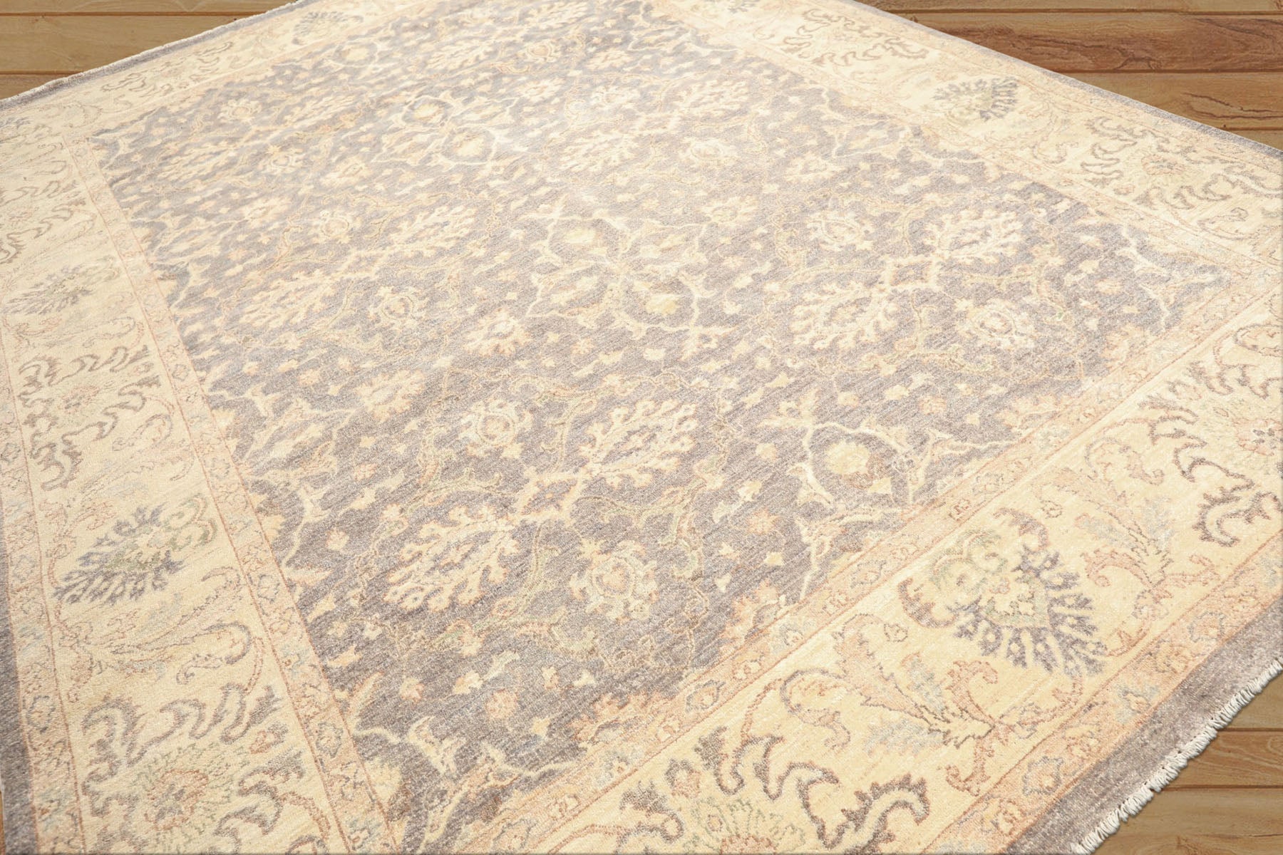 9x12 Taupe, Gray, Ivory Color Hand Knotted Peshawar Wool Transitional Oriental Rug