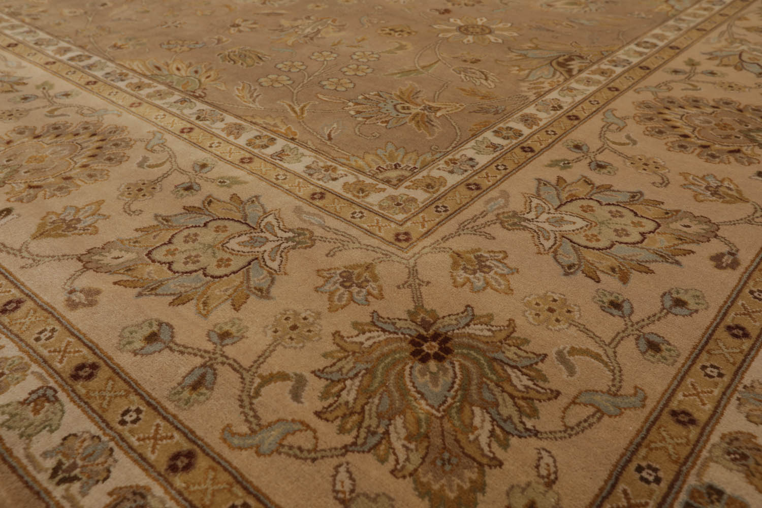 8x10 Tan, Brown, Beige Color Hand Knotted All-Over 100% Wool Traditional Oriental Rug