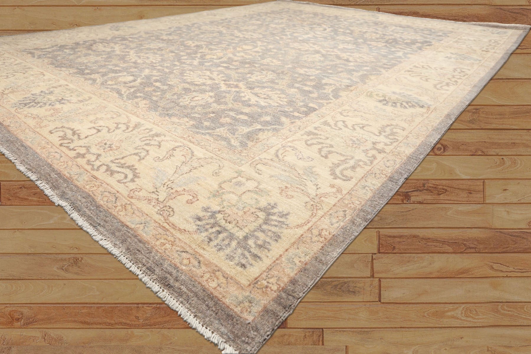 9x12 Taupe, Gray, Ivory Color Hand Knotted Peshawar Wool Transitional Oriental Rug