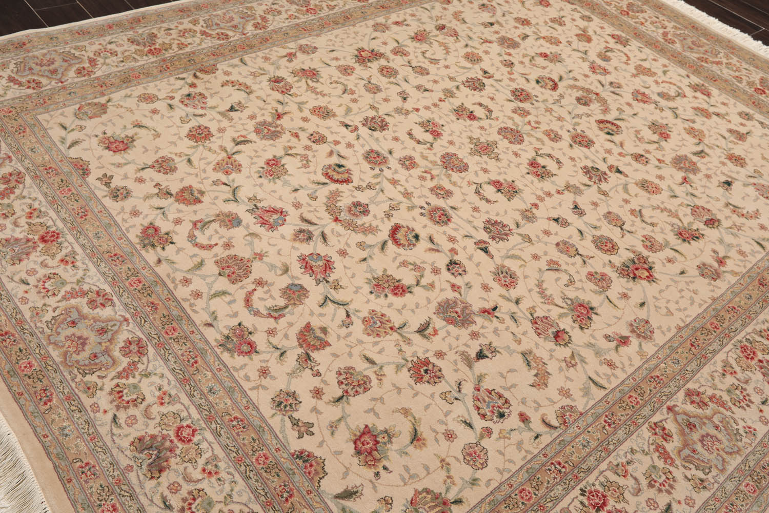 8x10 Beige, Tan, Rose Color Hand Knotted All-Over 100% Wool Traditional-Persian/Oriental Oriental Rug