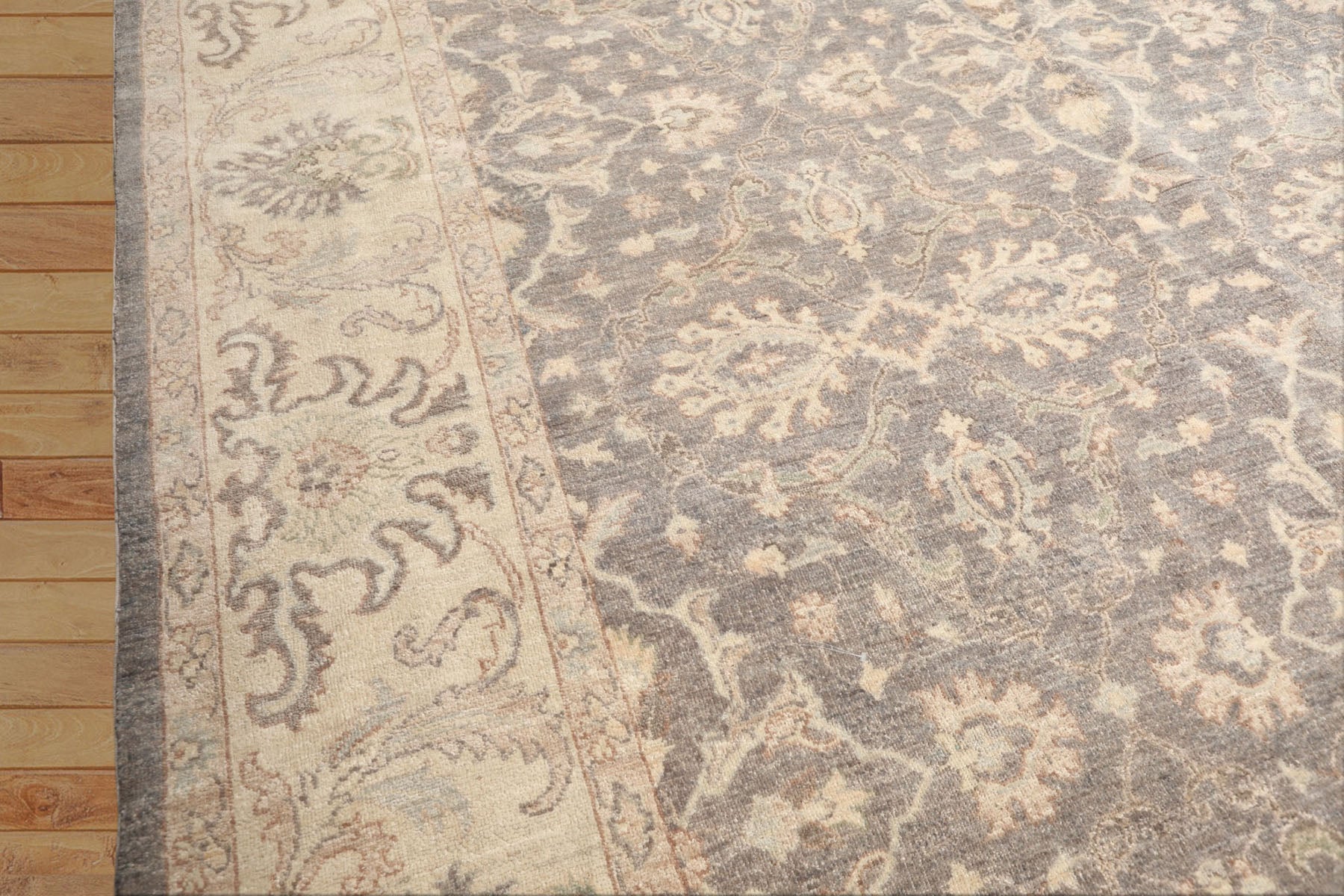 9x12 Taupe, Gray, Ivory Color Hand Knotted Peshawar Wool Transitional Oriental Rug