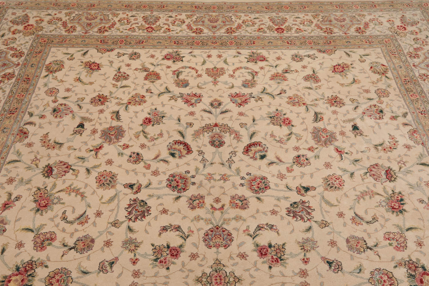 8x10 Beige, Tan, Rose Color Hand Knotted All-Over 100% Wool Traditional-Persian/Oriental Oriental Rug
