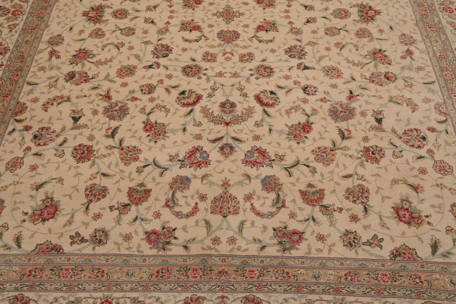 8x10 Beige, Tan, Rose Color Hand Knotted All-Over 100% Wool Traditional-Persian/Oriental Oriental Rug