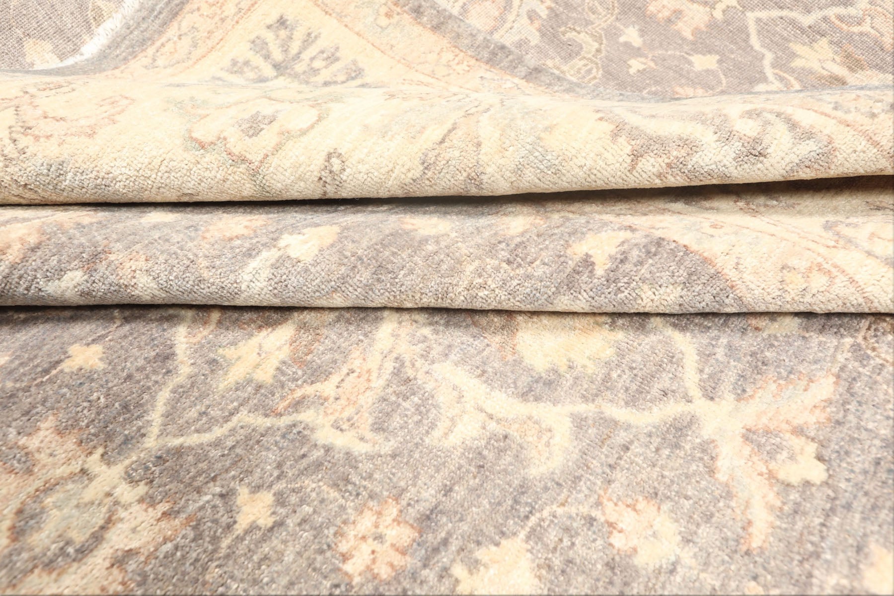 9x12 Taupe, Gray, Ivory Color Hand Knotted Peshawar Wool Transitional Oriental Rug