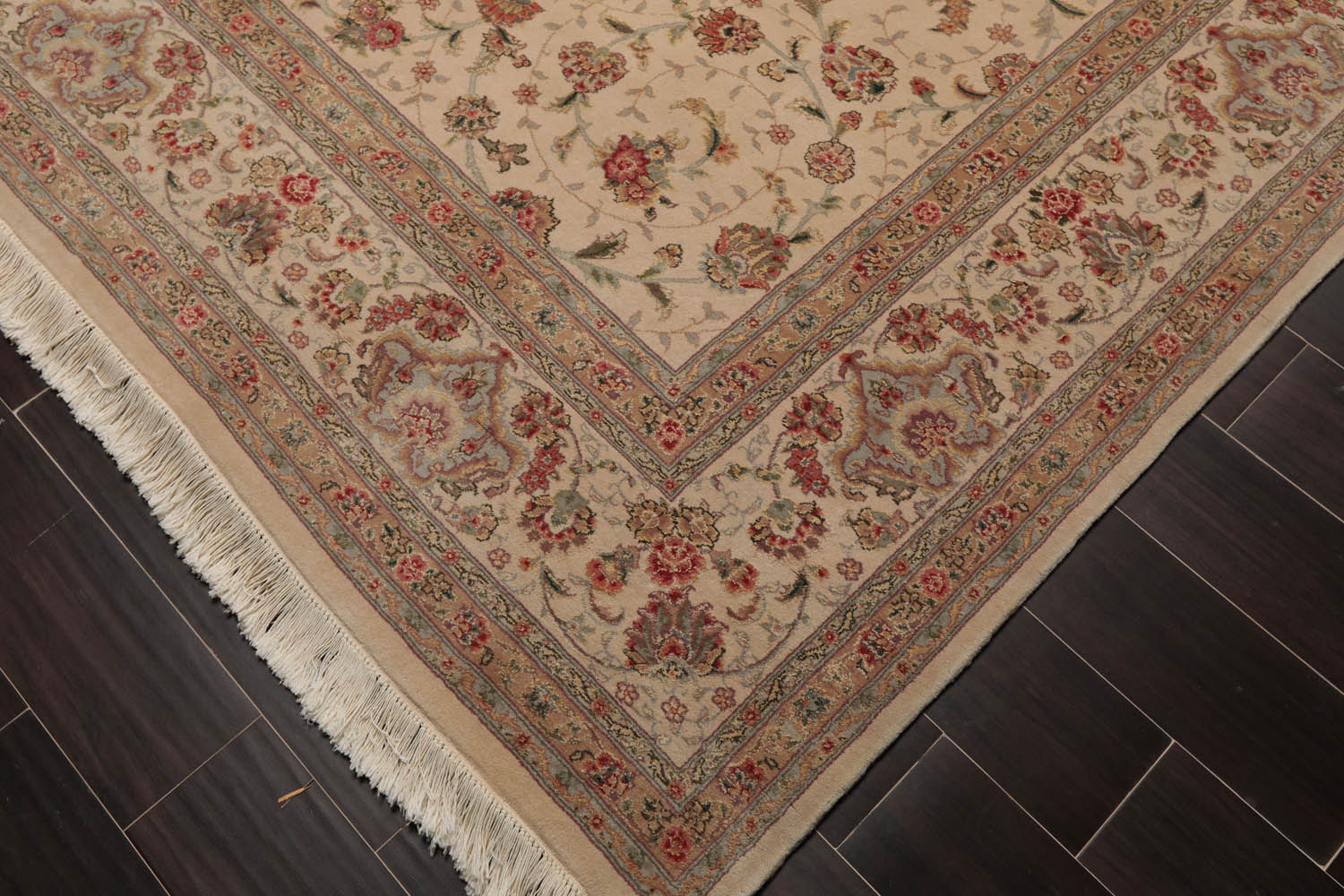 8x10 Beige, Tan, Rose Color Hand Knotted All-Over 100% Wool Traditional-Persian/Oriental Oriental Rug