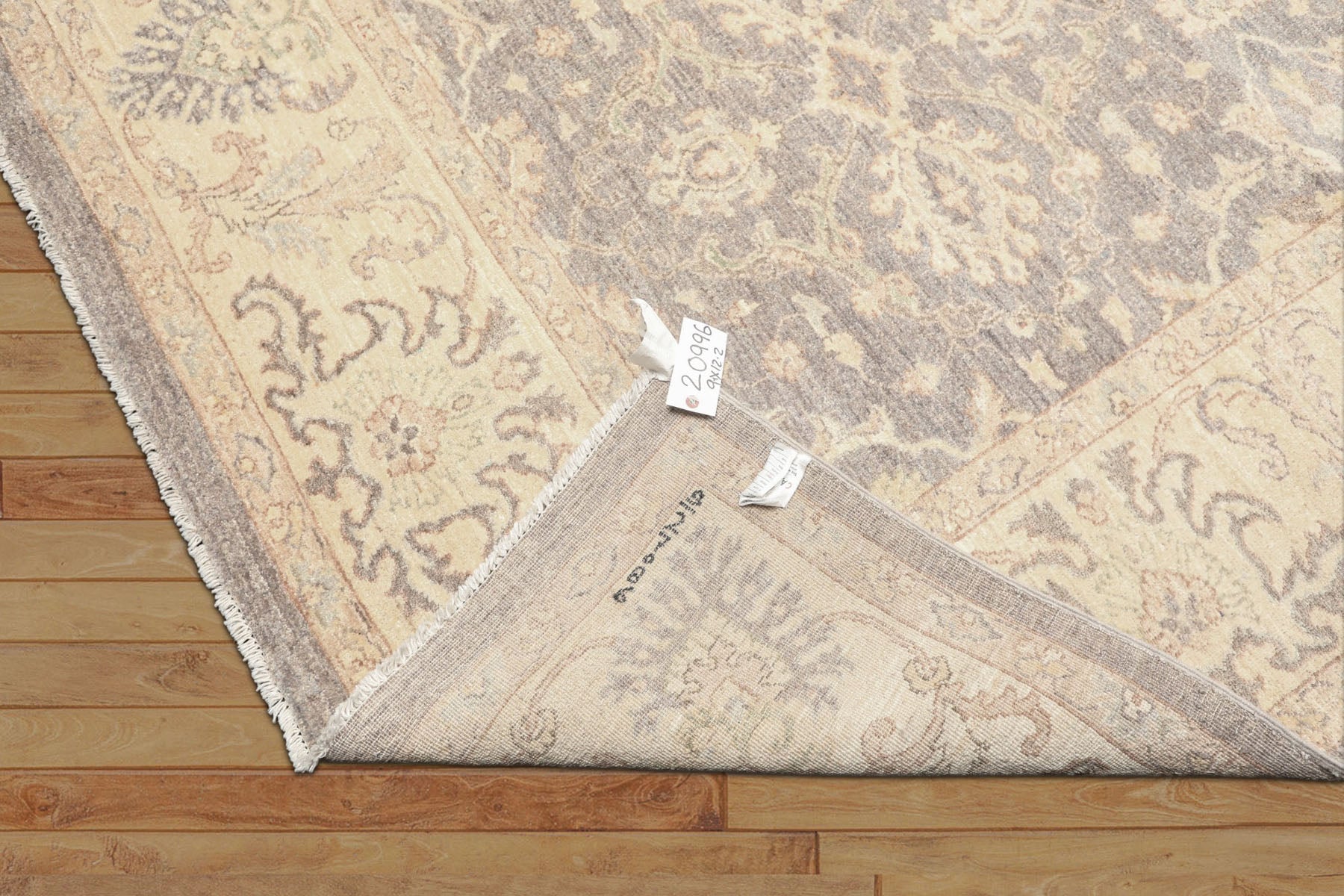 9x12 Taupe, Gray, Ivory Color Hand Knotted Peshawar Wool Transitional Oriental Rug