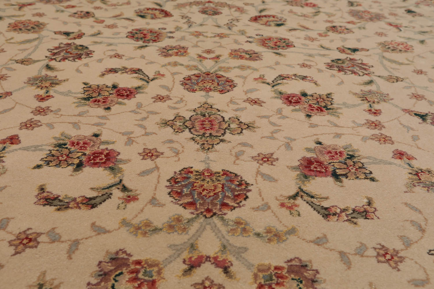 8x10 Beige, Tan, Rose Color Hand Knotted All-Over 100% Wool Traditional-Persian/Oriental Oriental Rug