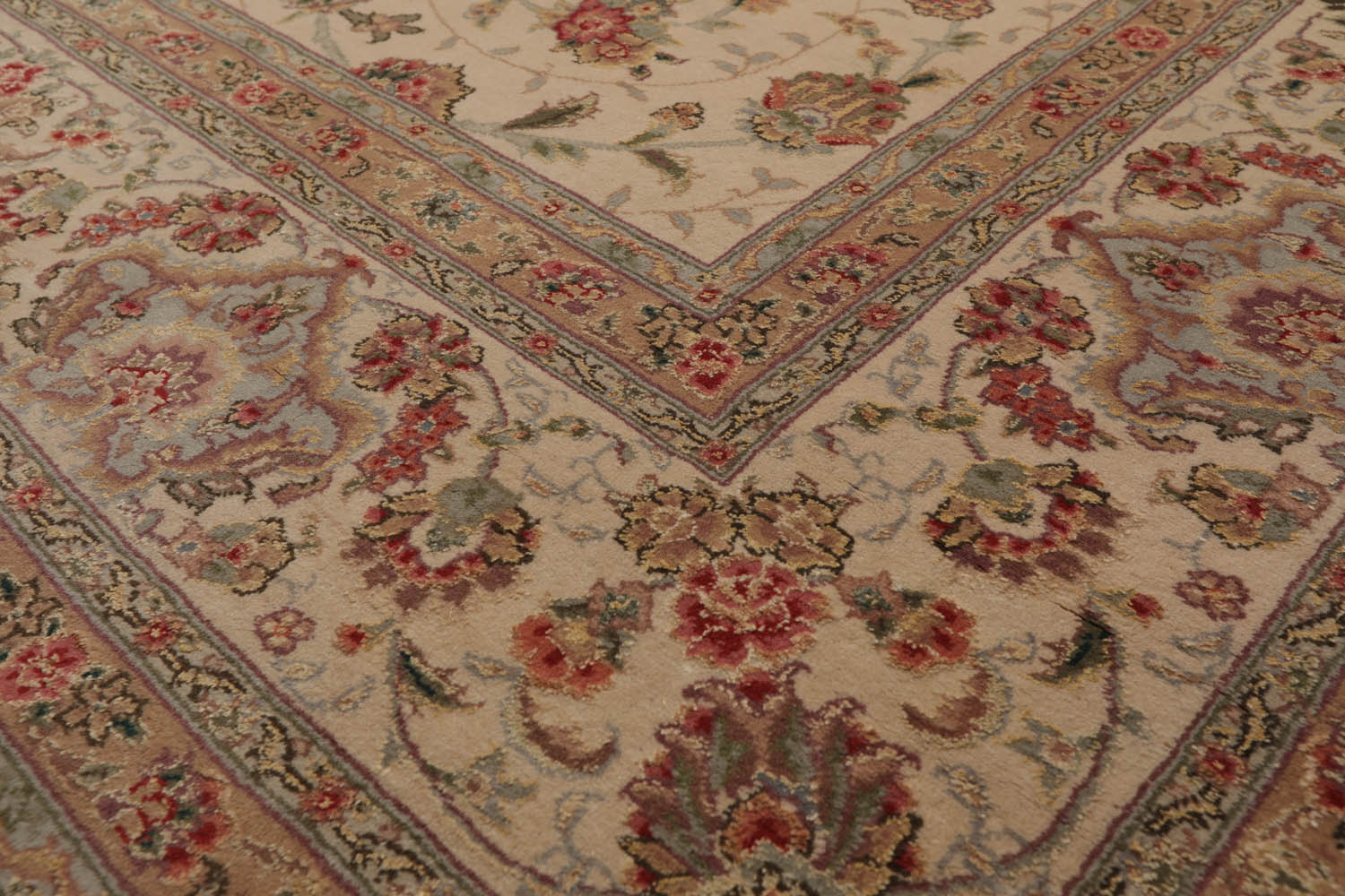 8x10 Beige, Tan, Rose Color Hand Knotted All-Over 100% Wool Traditional-Persian/Oriental Oriental Rug