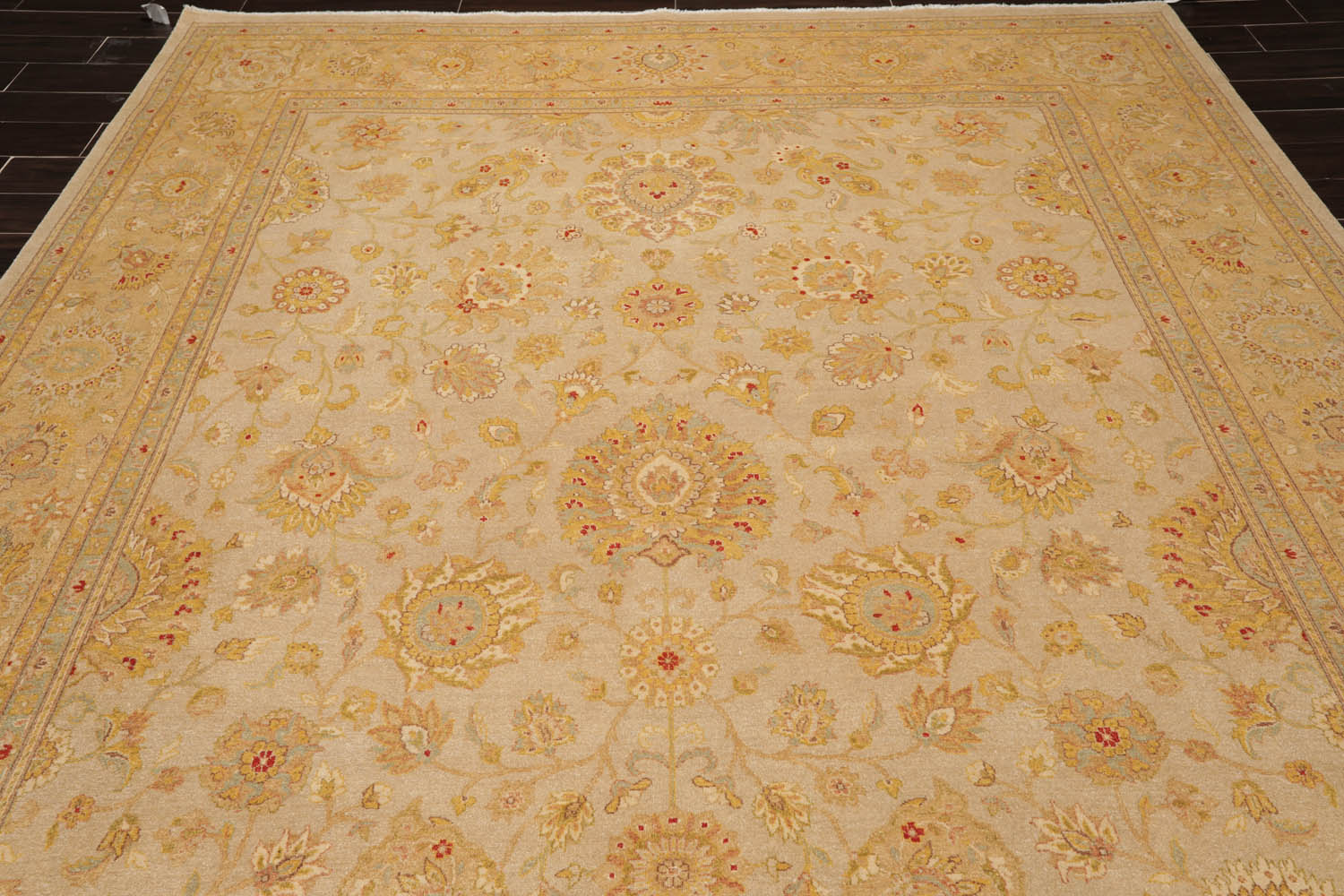 9x12 Tan, Gold, Beige Color Hand Knotted All-Over 100% Wool Traditional-Persian/Oriental Oriental Rug