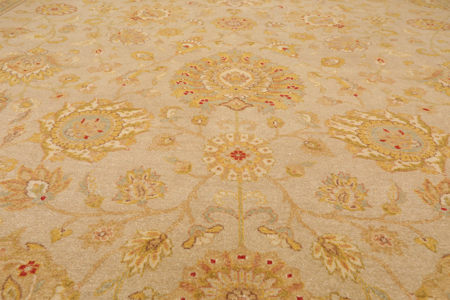 9x12 Tan, Gold, Beige Color Hand Knotted All-Over 100% Wool Traditional-Persian/Oriental Oriental Rug