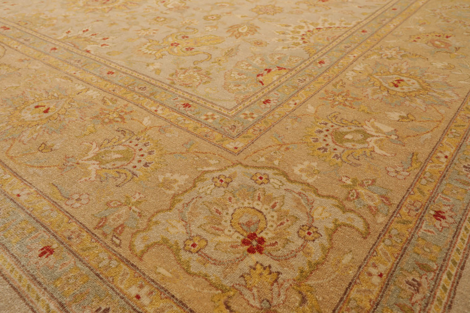 9x12 Tan, Gold, Beige Color Hand Knotted All-Over 100% Wool Traditional-Persian/Oriental Oriental Rug