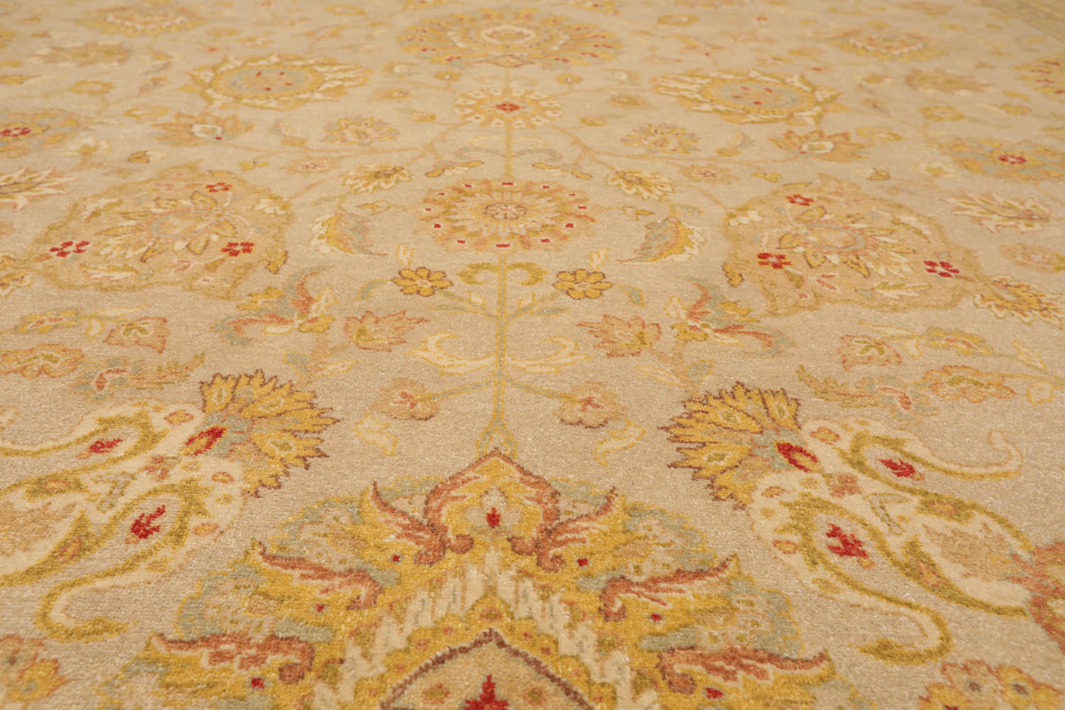 9x12 Tan, Gold, Beige Color Hand Knotted All-Over 100% Wool Traditional-Persian/Oriental Oriental Rug