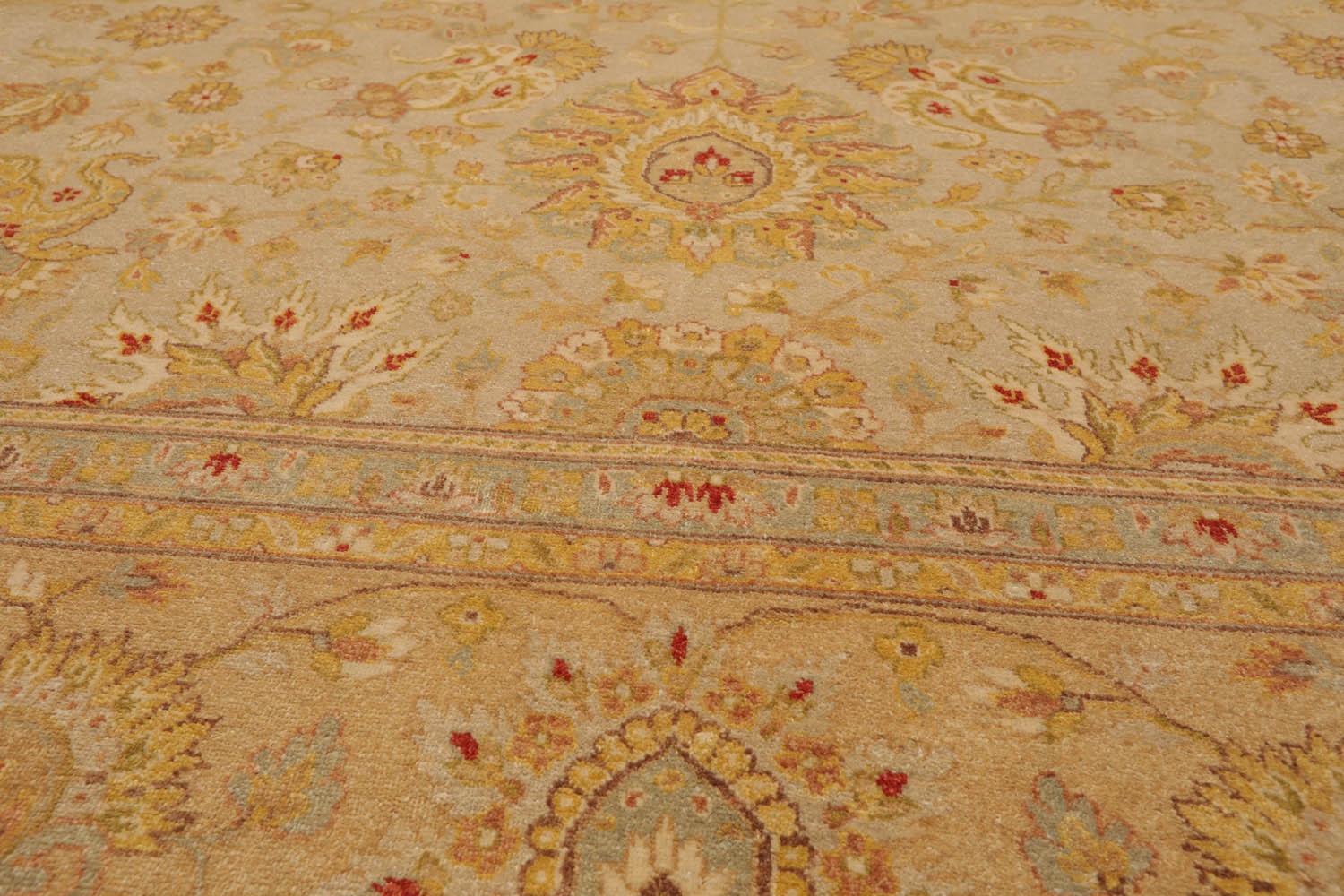 9x12 Tan, Gold, Beige Color Hand Knotted All-Over 100% Wool Traditional-Persian/Oriental Oriental Rug