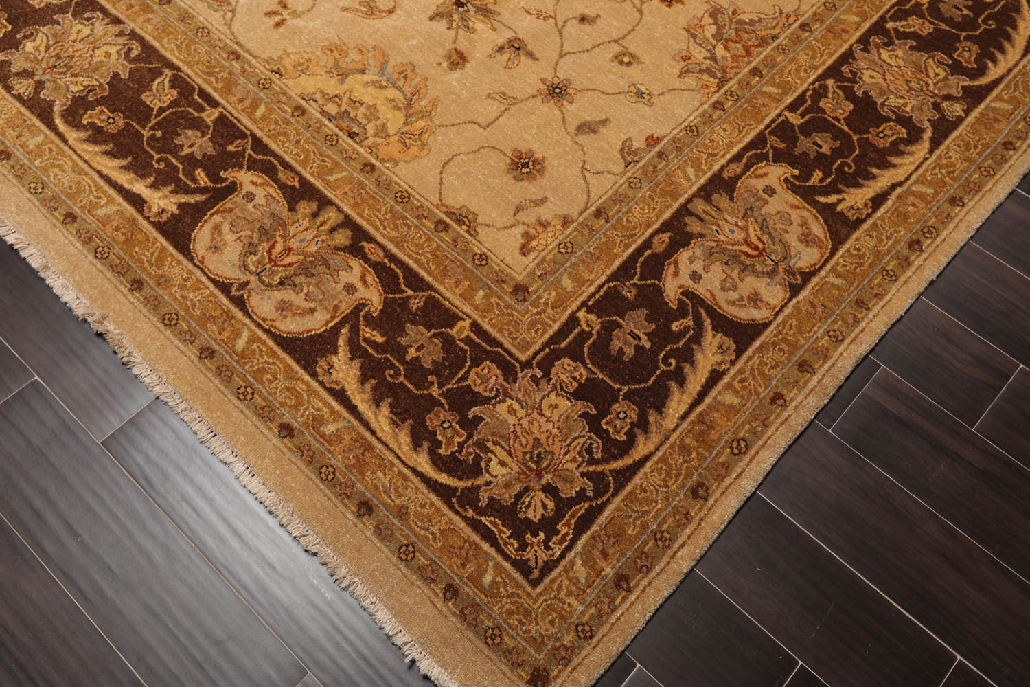 9x12 Tan, Brown, Beige Color Hand Knotted All-Over 100% Wool Traditional Oriental Rug