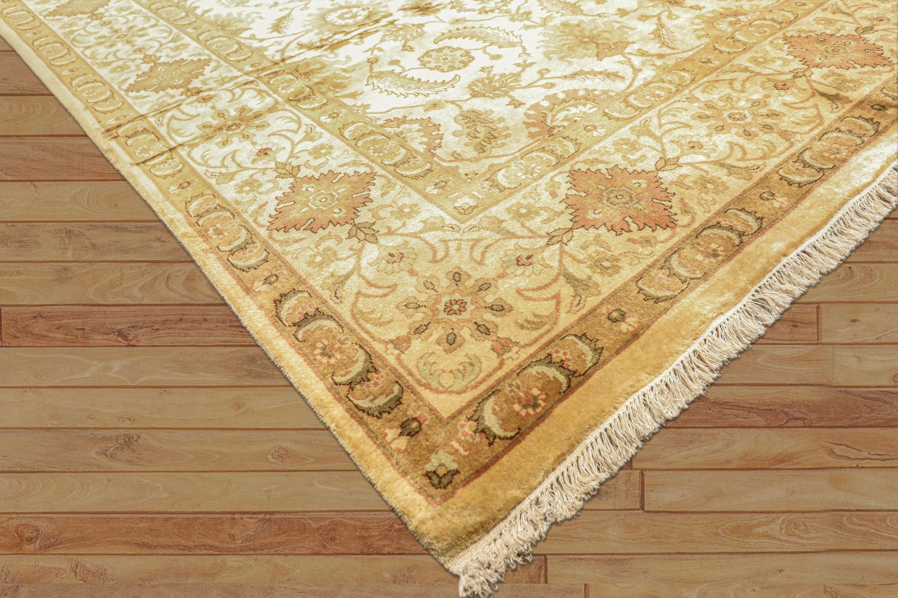 8x10 Beige, Rose, Mint Color Hand Knotted Oushak New Zealand Wool Transitional Oriental Rug