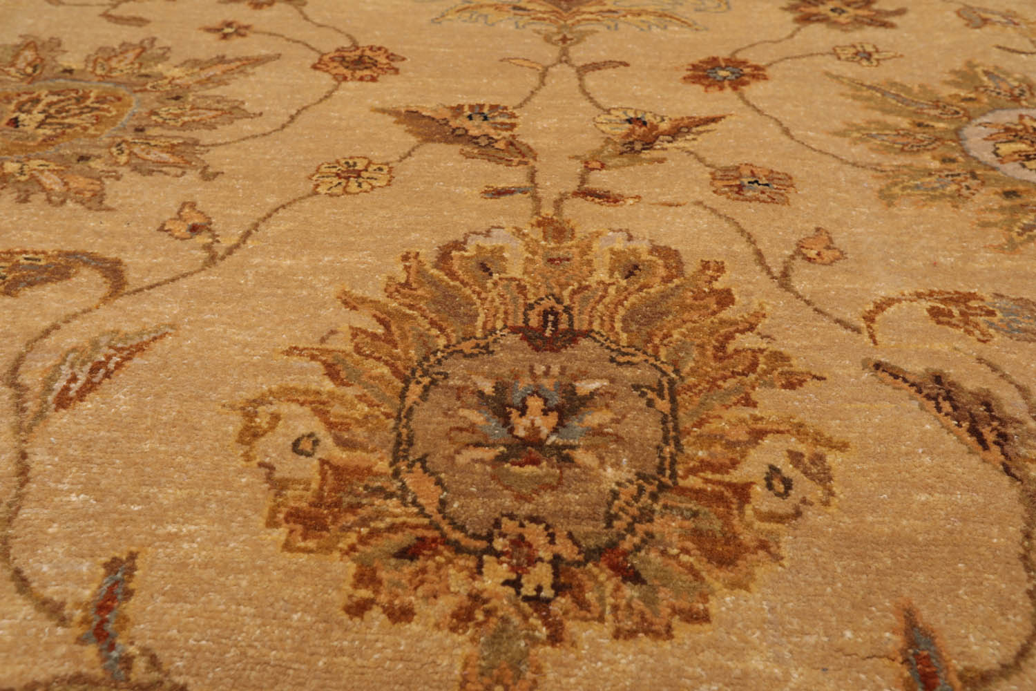 9x12 Tan, Brown, Beige Color Hand Knotted All-Over 100% Wool Traditional Oriental Rug