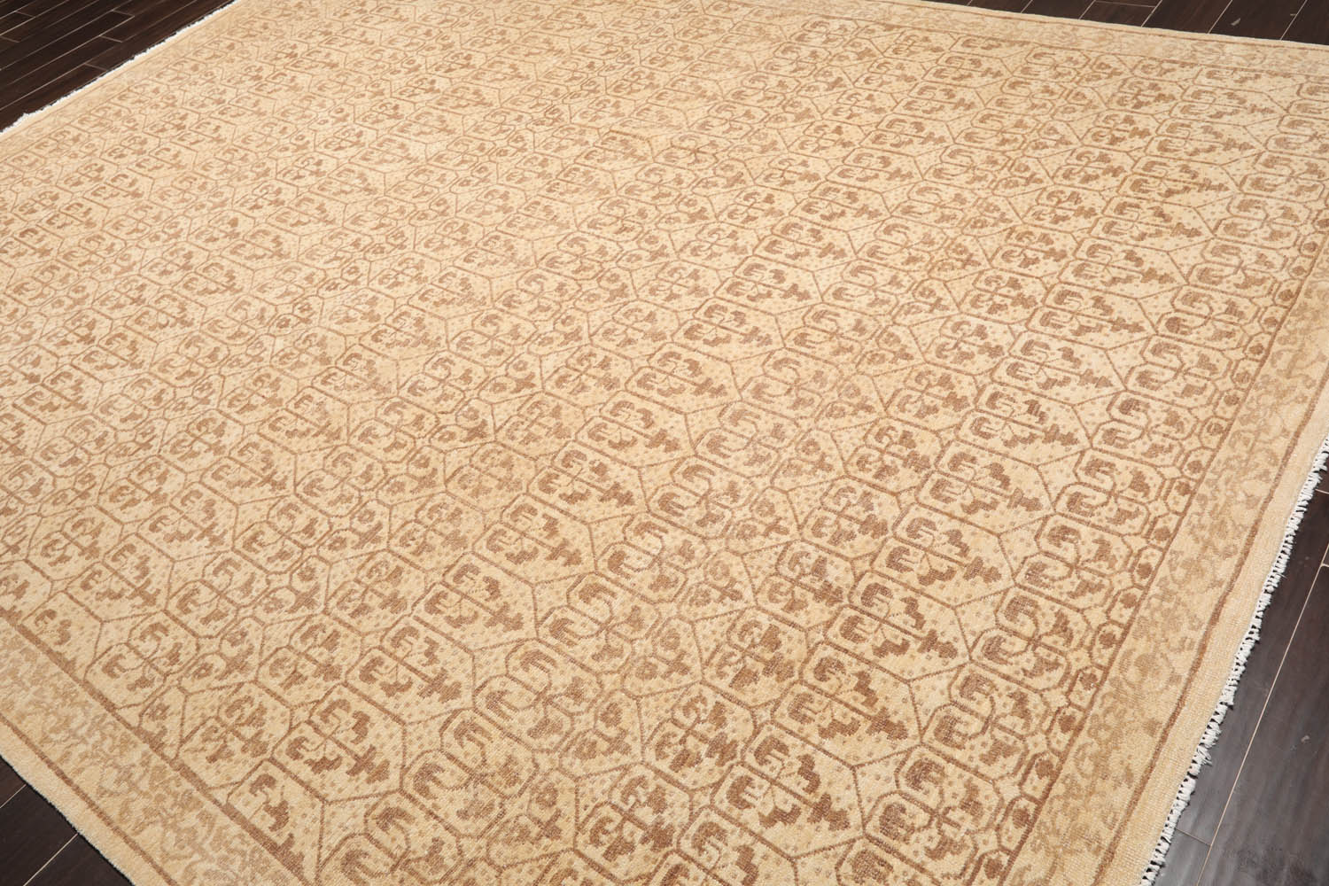 9x12 Beige, Brown, Color Hand Knotted All-Over 100% Wool Transitional Oriental Rug