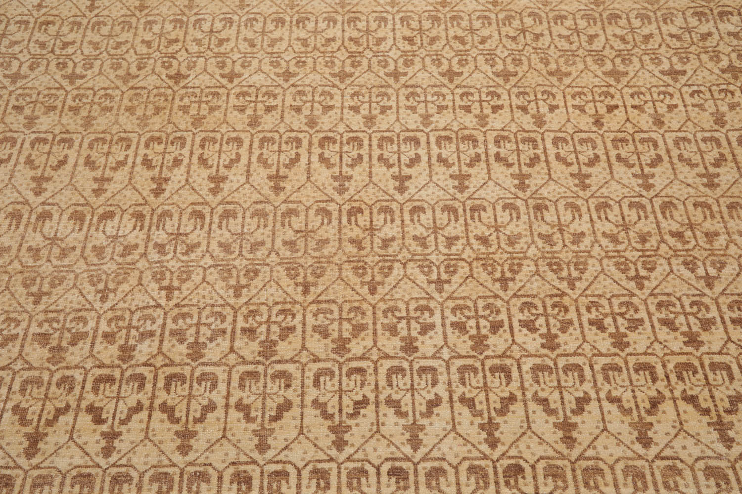 9x12 Beige, Brown, Color Hand Knotted All-Over 100% Wool Transitional Oriental Rug