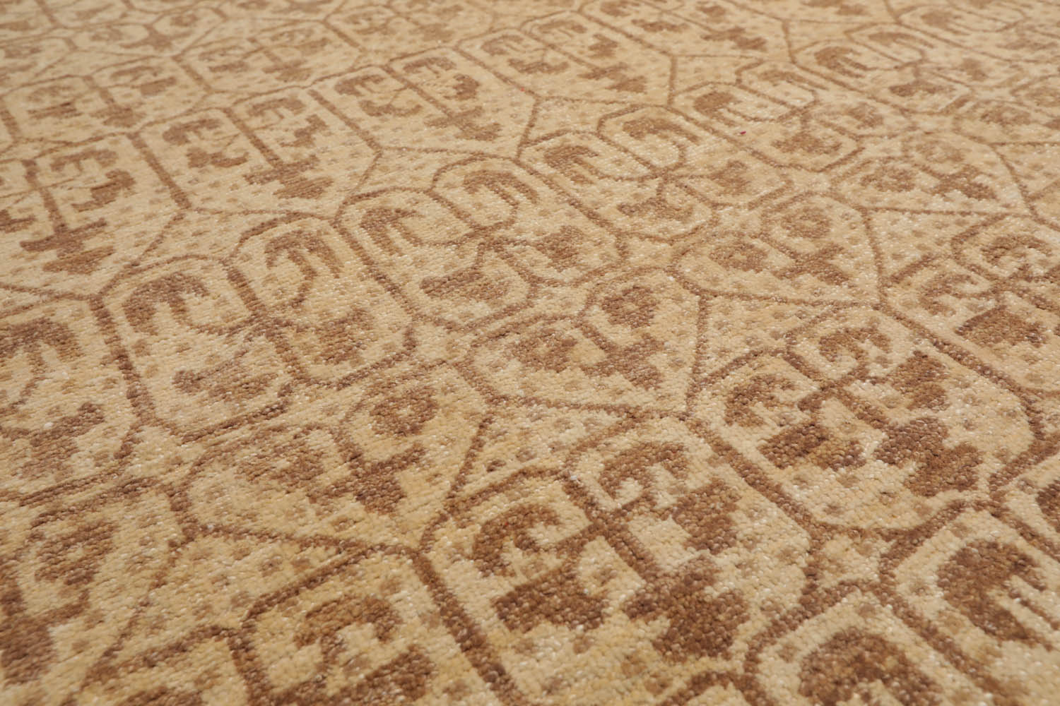 9x12 Beige, Brown, Color Hand Knotted All-Over 100% Wool Transitional Oriental Rug
