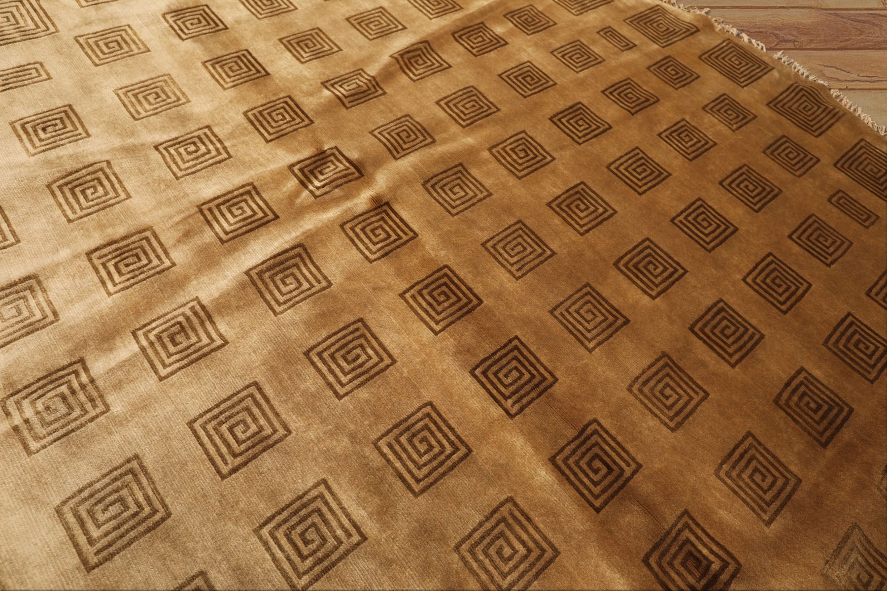 8' Round Tan, Brown, Color Hand Knotted Tibetan New Zealand Wool Modern & Contemporary Oriental Rug