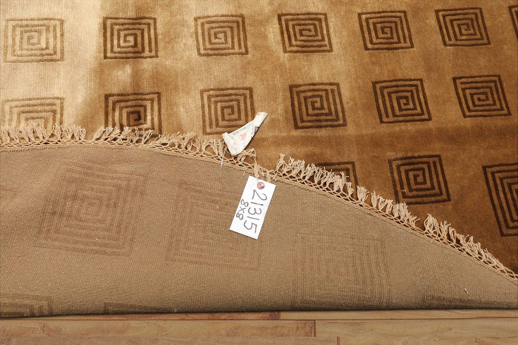 8' Round Tan, Brown, Color Hand Knotted Tibetan New Zealand Wool Modern & Contemporary Oriental Rug