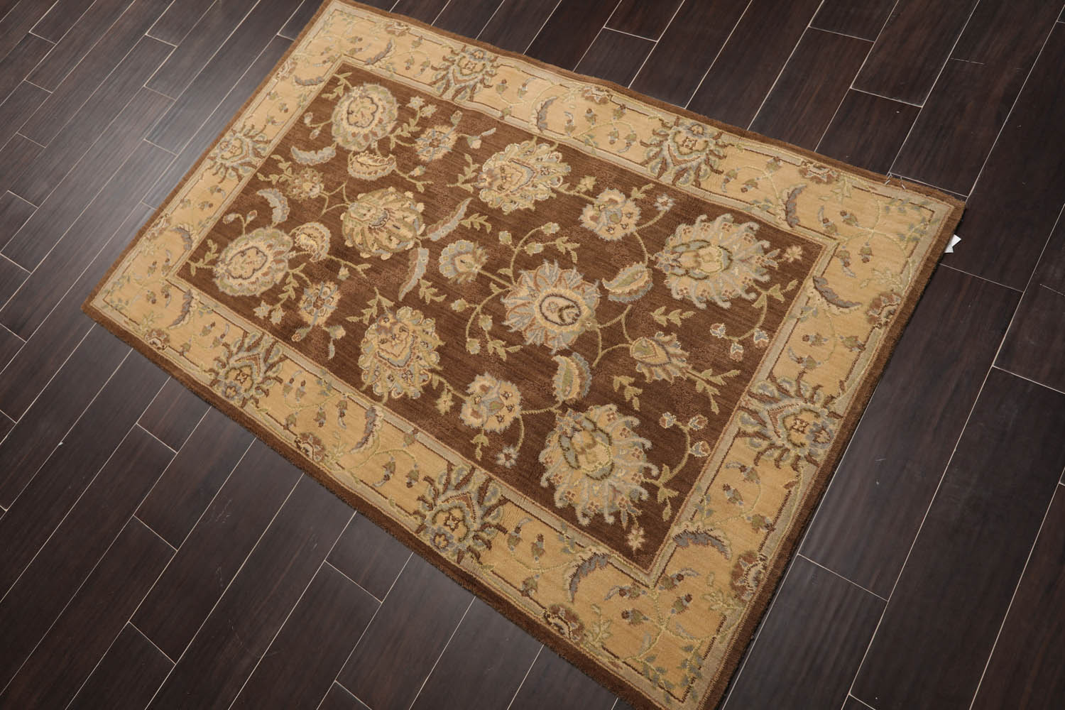 3x5 Brown, Tan, Grey Color Machine Made Floral Wool & Art Silk Traditional-European Oriental Rug