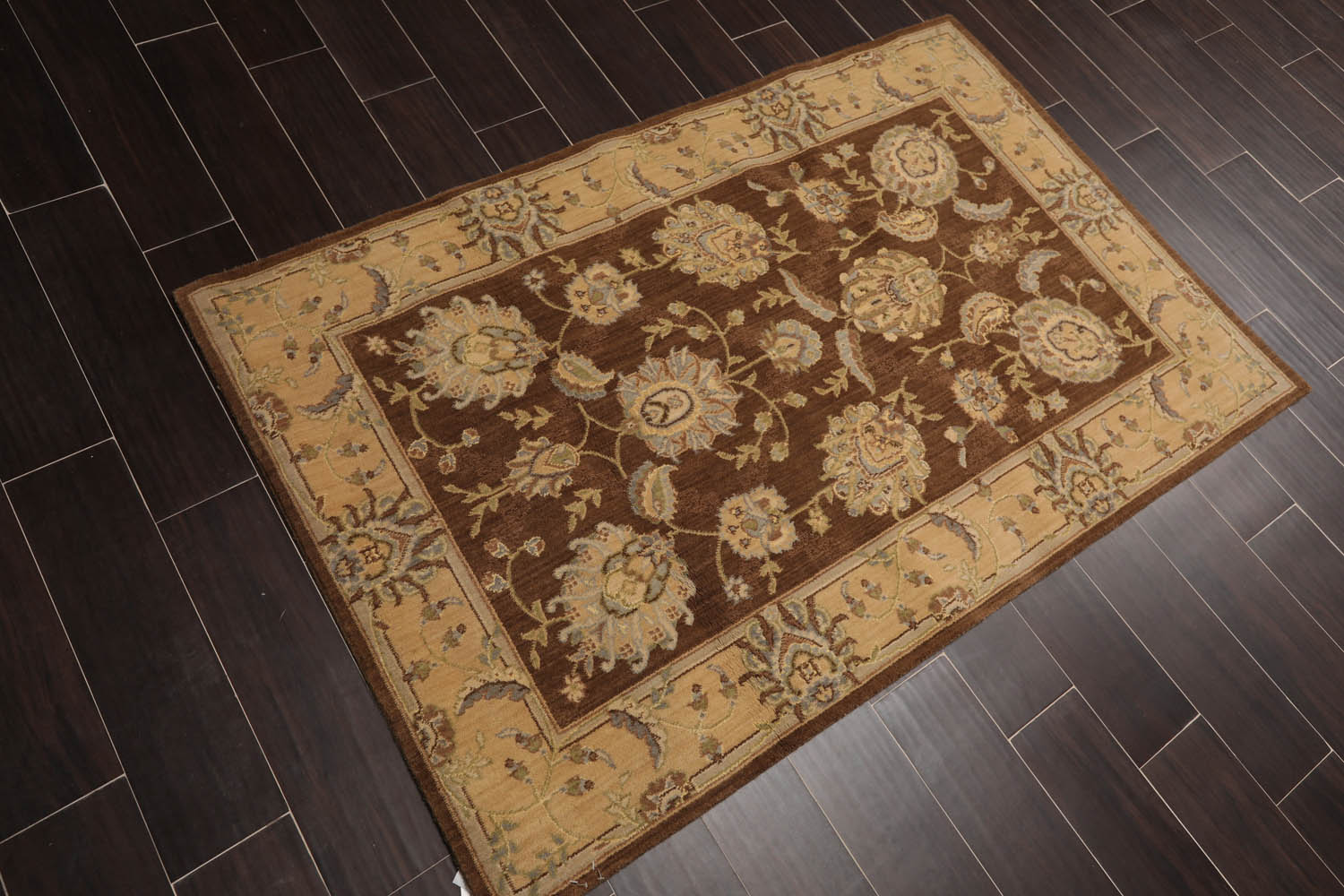 3x5 Brown, Tan, Grey Color Machine Made Floral Wool & Art Silk Traditional-European Oriental Rug