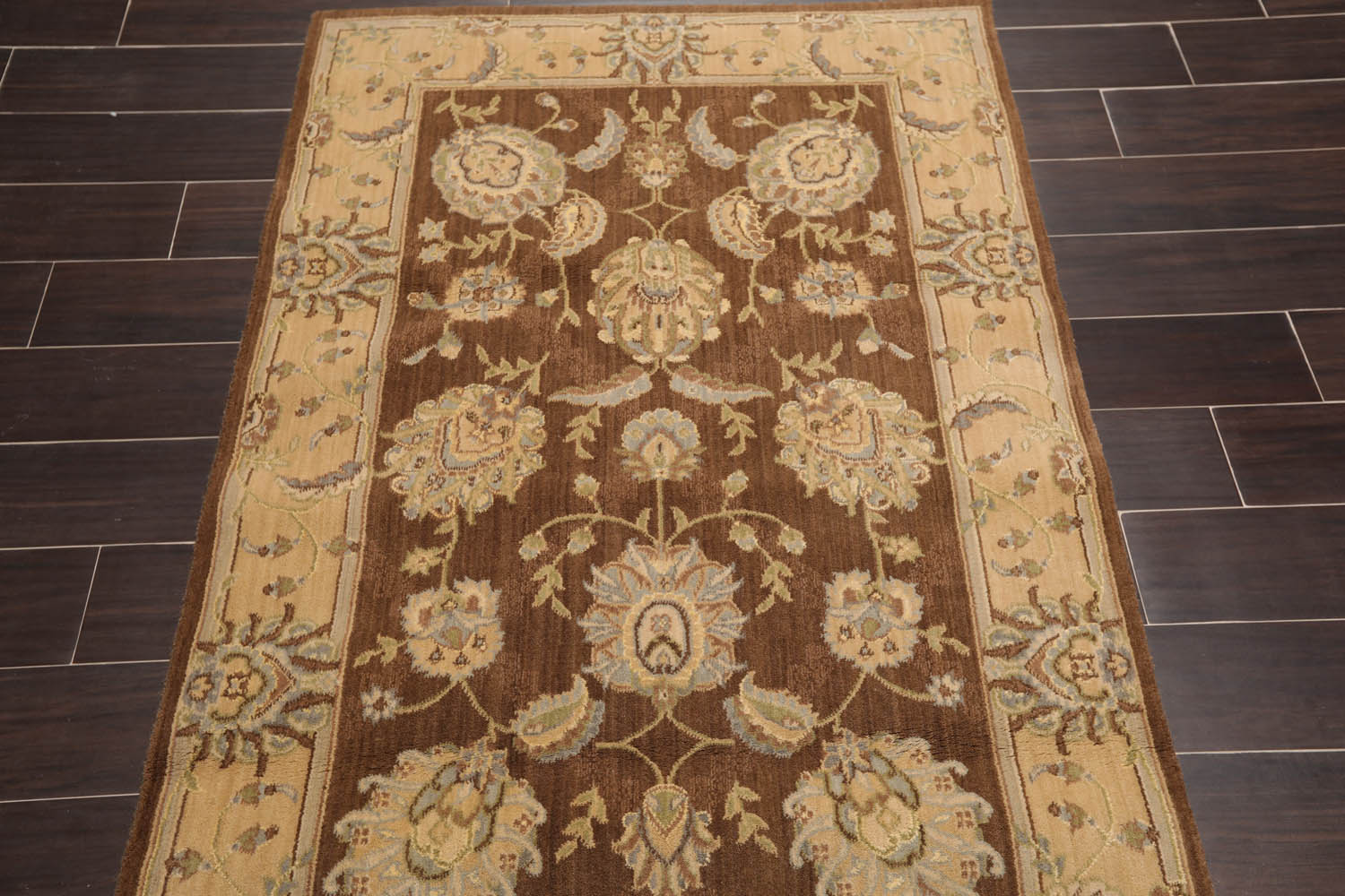 3x5 Brown, Tan, Grey Color Machine Made Floral Wool & Art Silk Traditional-European Oriental Rug