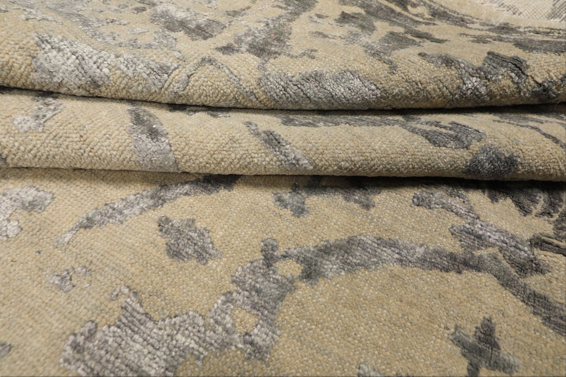 8x10 Beige, Gray, Color Hand Knotted Oushak Wool & Bamboo Silk Modern & Contemporary Oriental Rug