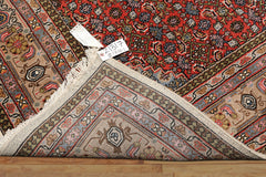8x10 Ivory, Rose, Tan Color Hand Knotted Indo Bidjar Wool Traditional Oriental Rug