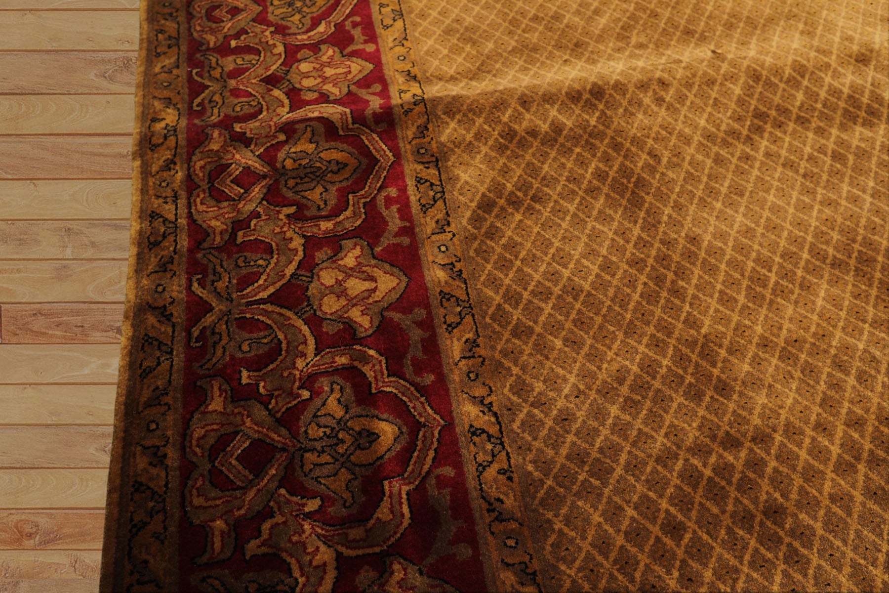 8x10 Gold, Green, Wine Color Hand Knotted Indo Persian New Zealand Wool Traditional Oriental Rug
