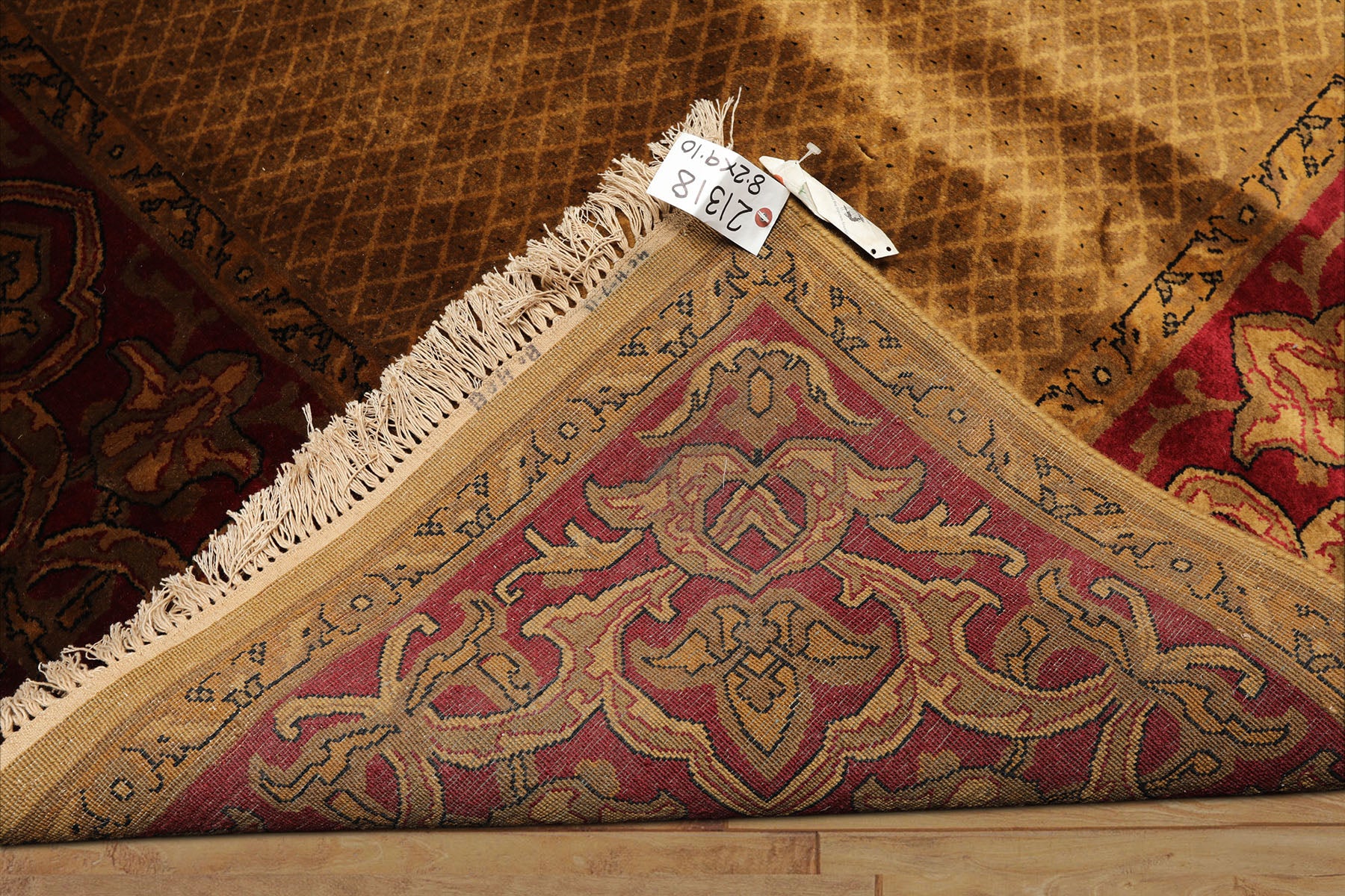 8x10 Gold, Green, Wine Color Hand Knotted Indo Persian New Zealand Wool Traditional Oriental Rug