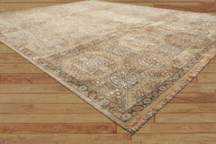 8x10 Beige, Tan, Turqoiuse Color Hand Knotted Bakhtiari Wool & Silk Transitional Oriental Rug