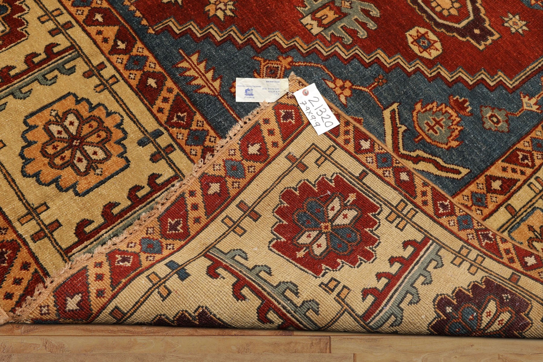 8x10 Rust, Light Gold, Blue Color Hand Knotted Oushak Wool Transitional Oriental Rug