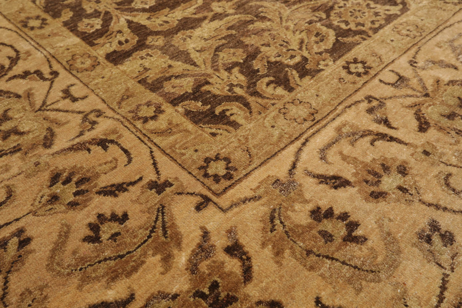 9x12 Brown, Tan, Sage Color Hand Knotted All-Over 100% Wool Traditional Oriental Rug
