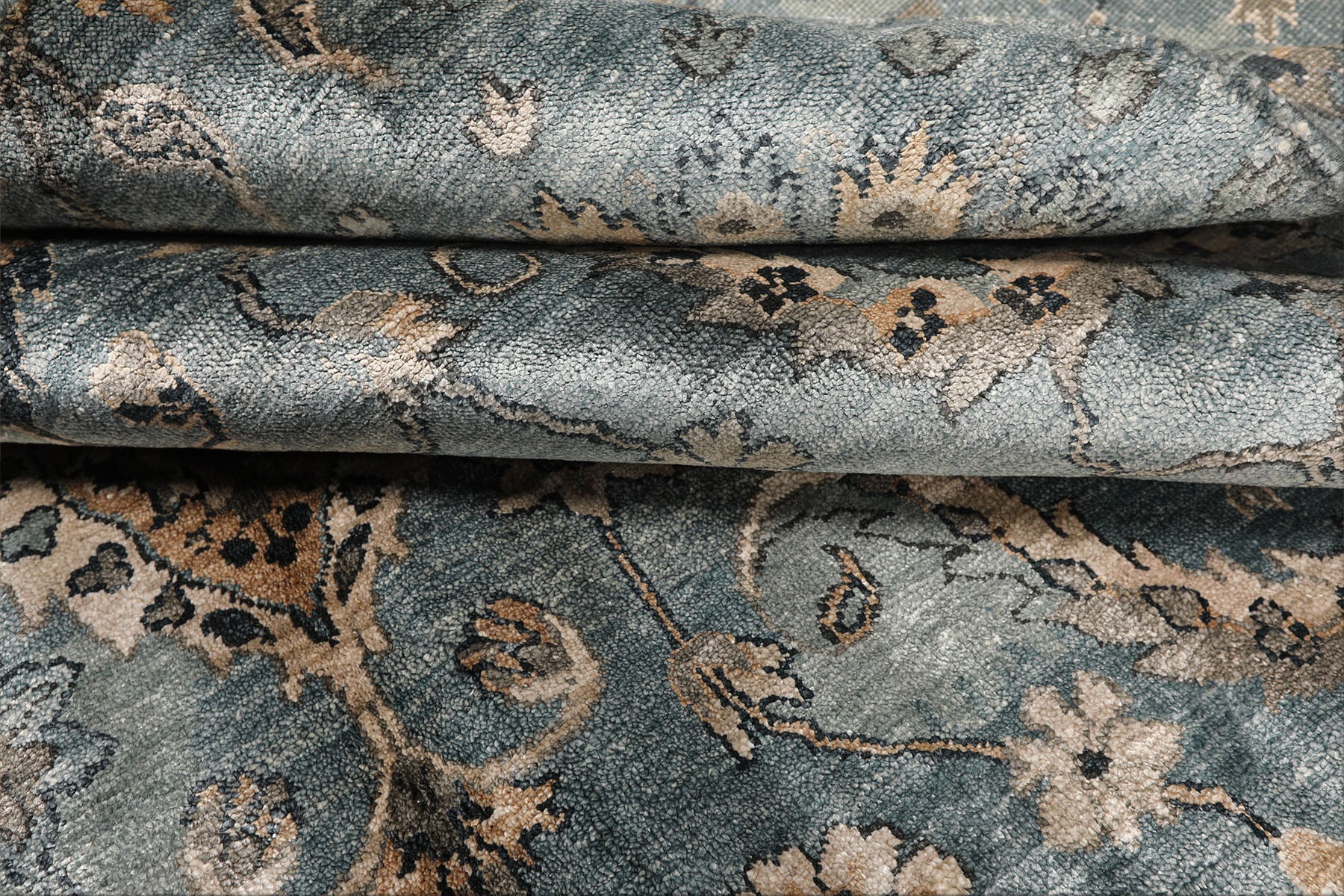 8x10 Aqua, Taupe, Beige Color Hand Knotted Tibetan Bamboo Silk Transitional Oriental Rug