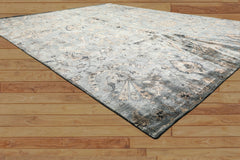 8x10 Aqua, Taupe, Beige Color Hand Knotted Tibetan Bamboo Silk Transitional Oriental Rug