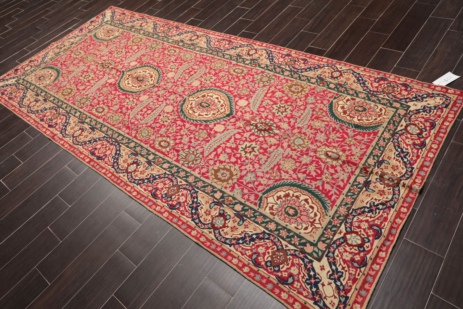 5x7 Magenta, Tan, Blue Color Hand Woven Floral 100% Wool Traditional-European Oriental Rug