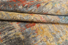 9x12 Beige, Coral, Aqua Color Hand Knotted Sherpa Wool & Bamboo Silk Modern & Contemporary Oriental Rug