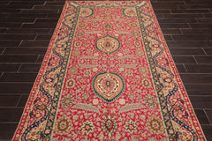 5x7 Magenta, Tan, Blue Color Hand Woven Floral 100% Wool Traditional-European Oriental Rug