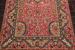 5x7 Magenta, Tan, Blue Color Hand Woven Floral 100% Wool Traditional-European Oriental Rug