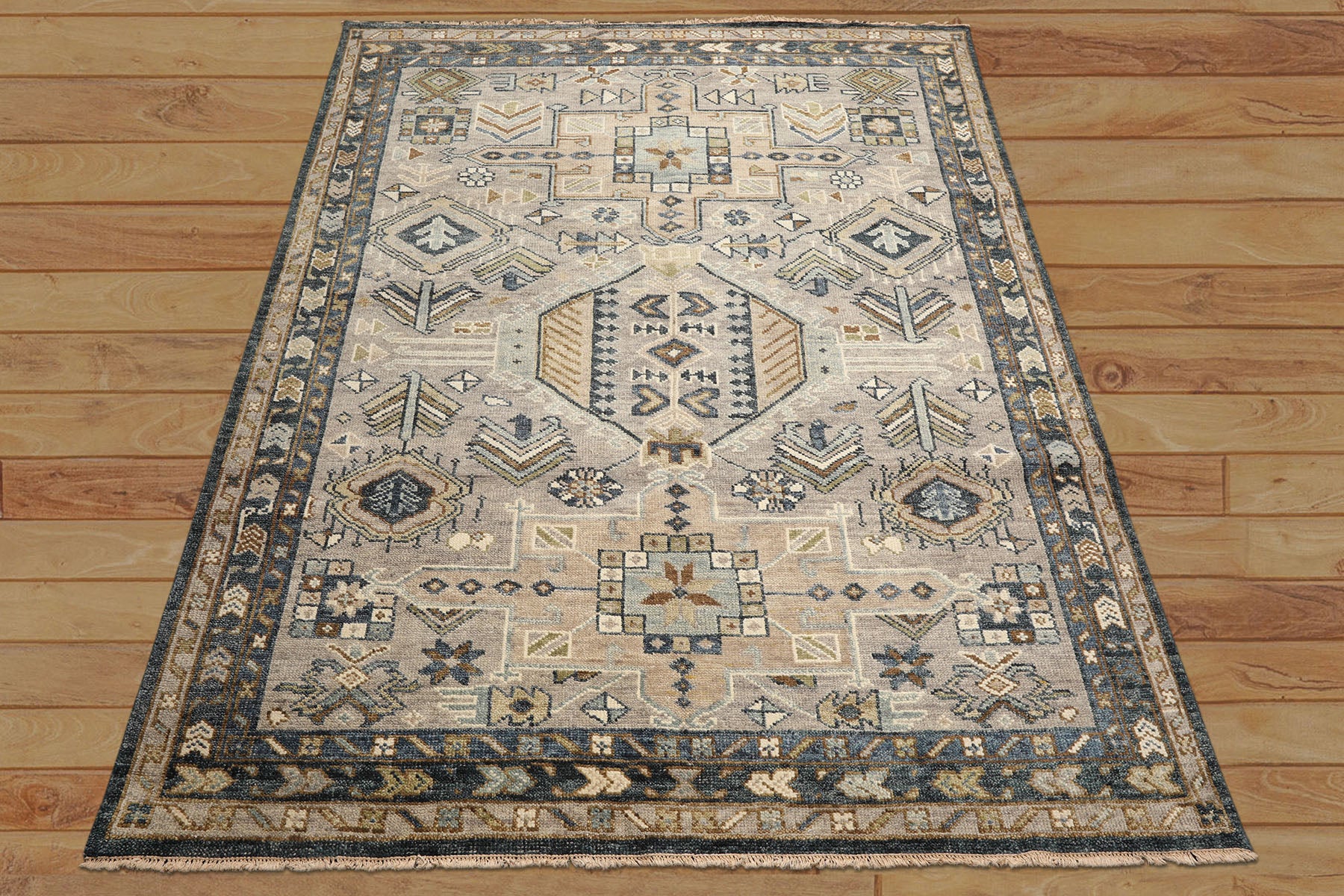 8x10 Taupe, Beige, Blue Color Hand Knotted Oushak Wool Modern & Contemporary Oriental Rug