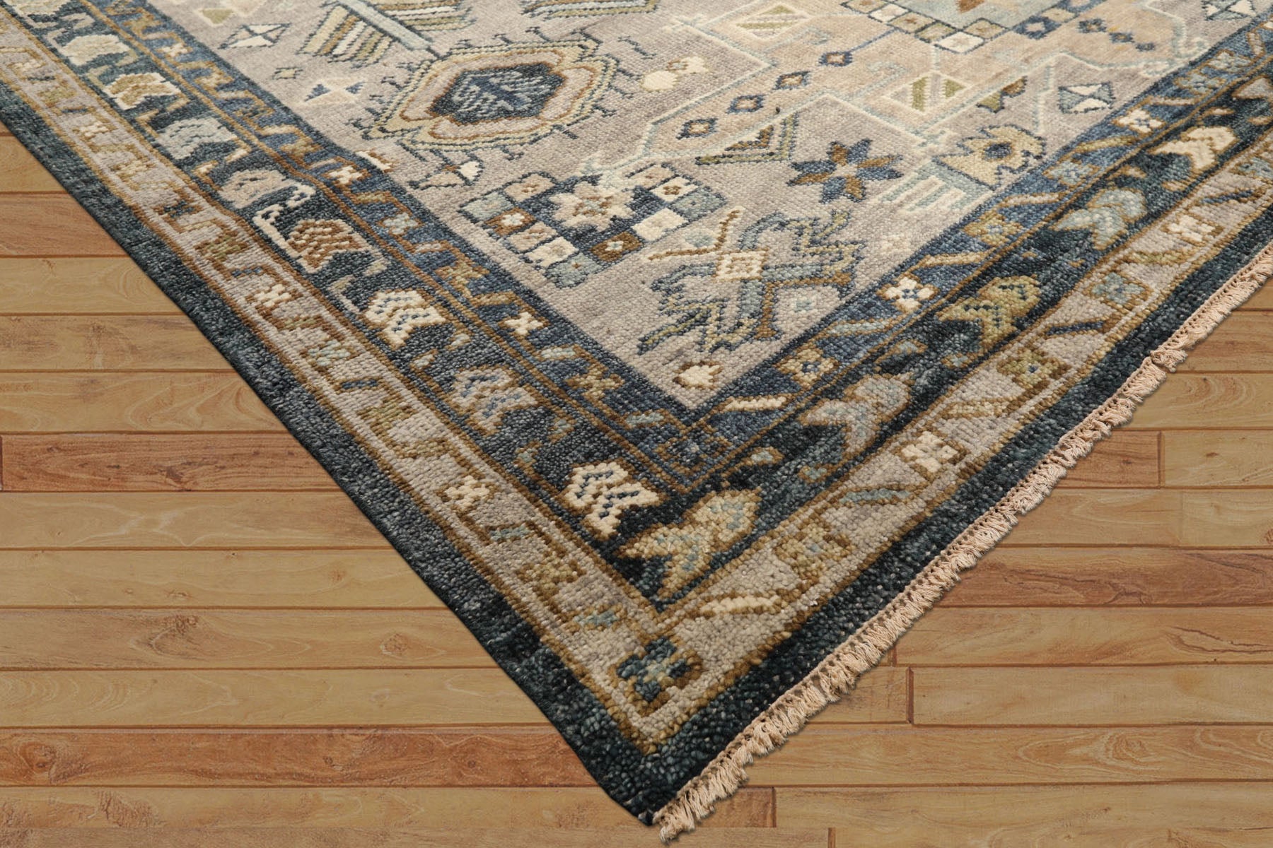 8x10 Taupe, Beige, Blue Color Hand Knotted Oushak Wool Modern & Contemporary Oriental Rug