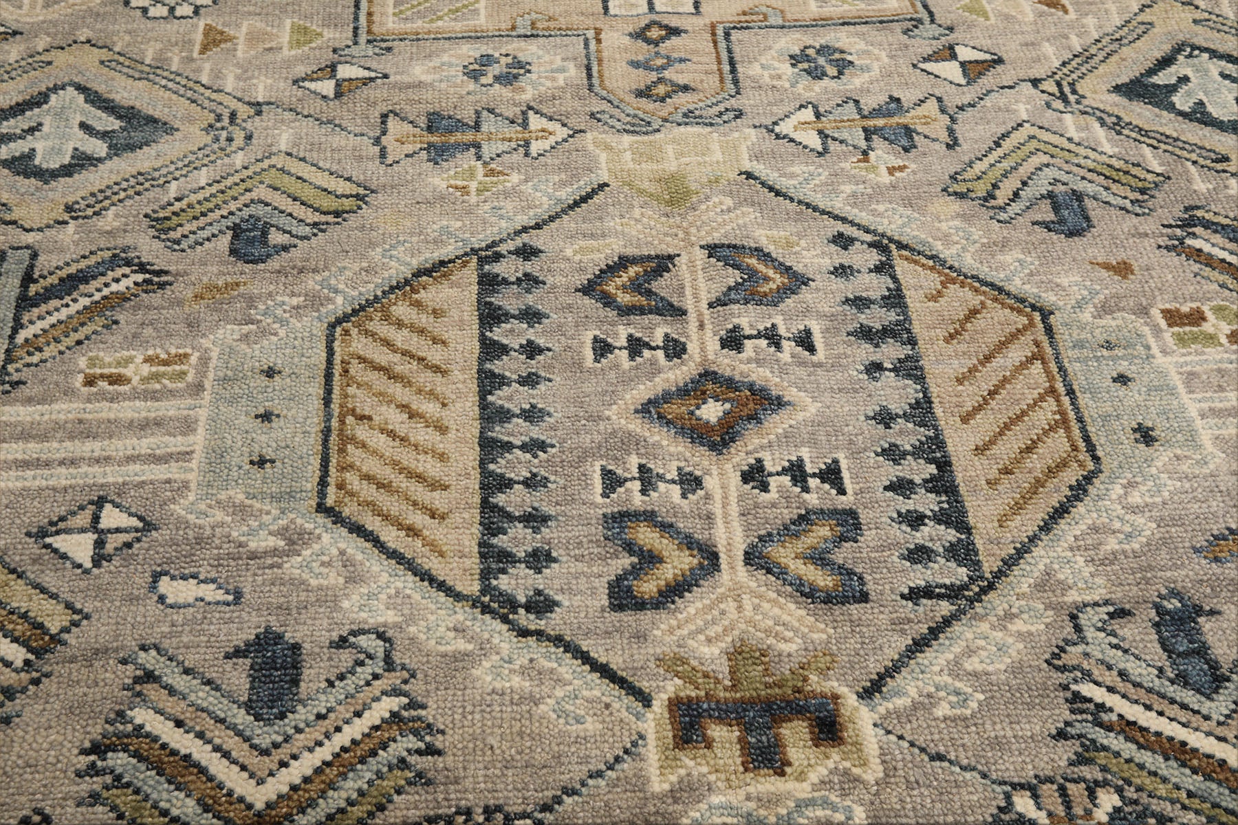 8x10 Taupe, Beige, Blue Color Hand Knotted Oushak Wool Modern & Contemporary Oriental Rug