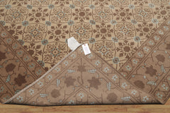 8x10 Beige, Brown, Blue Color Hand Knotted Persian Wool & Silk Transitional Oriental Rug