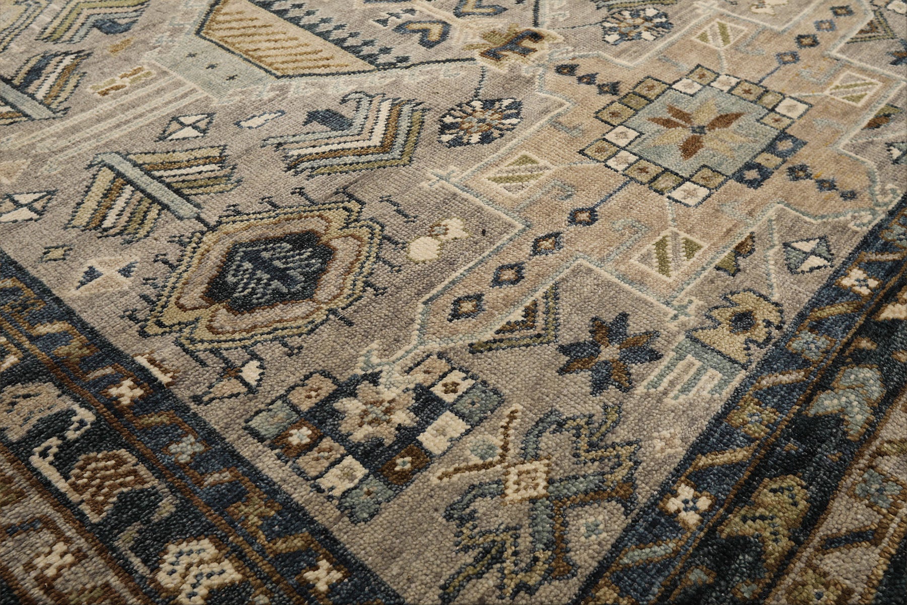 8x10 Taupe, Beige, Blue Color Hand Knotted Oushak Wool Modern & Contemporary Oriental Rug