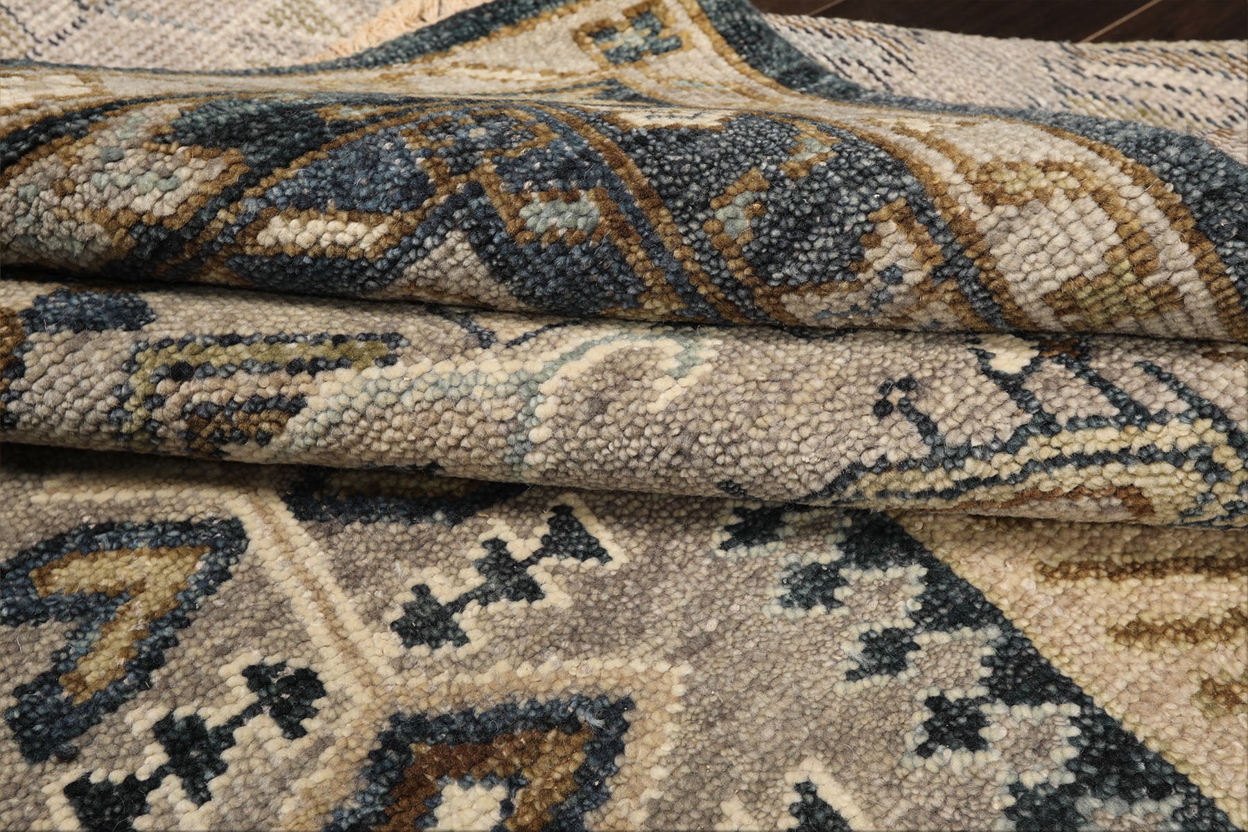 8x10 Taupe, Beige, Blue Color Hand Knotted Oushak Wool Modern & Contemporary Oriental Rug