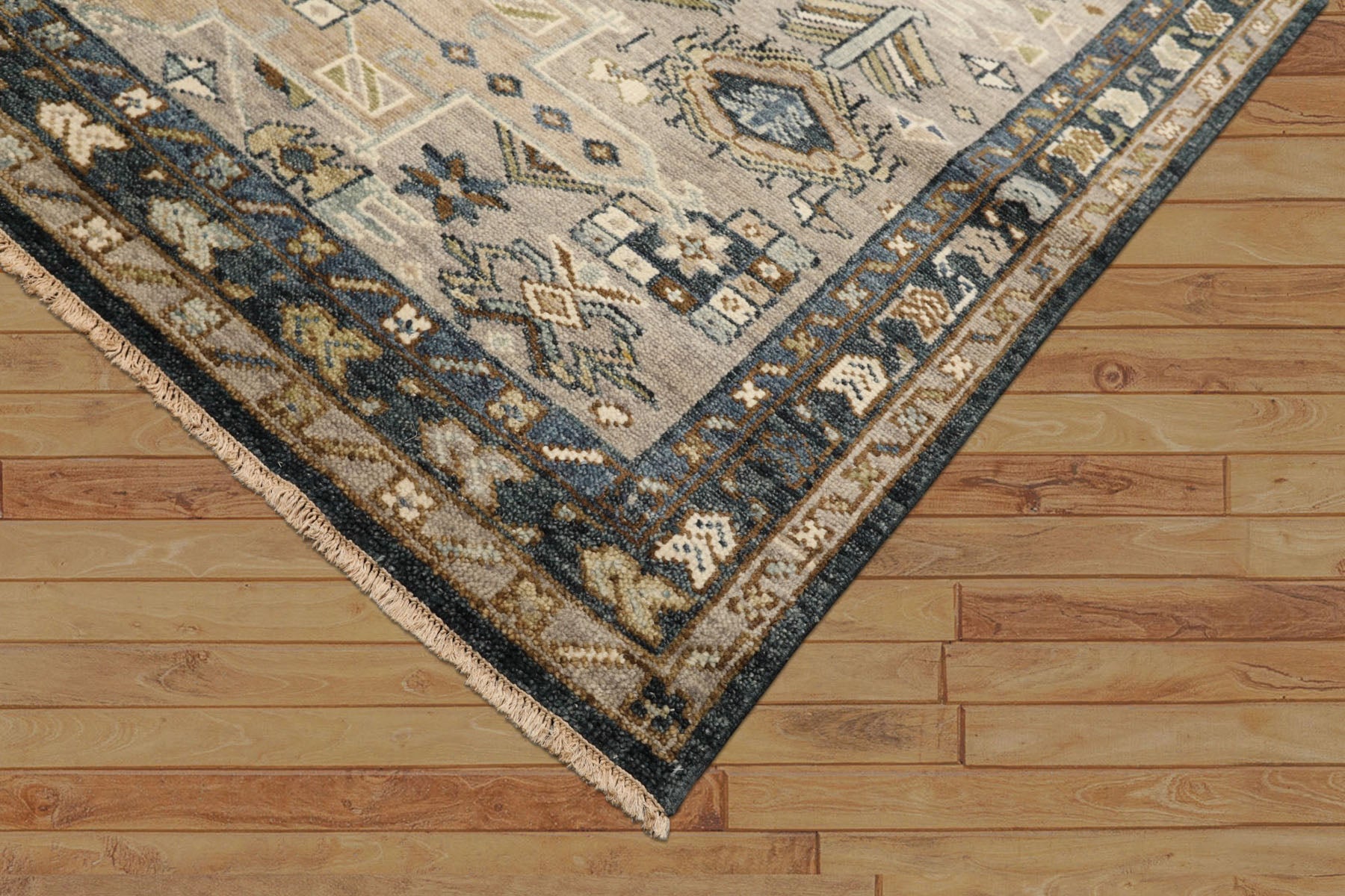 8x10 Taupe, Beige, Blue Color Hand Knotted Oushak Wool Modern & Contemporary Oriental Rug